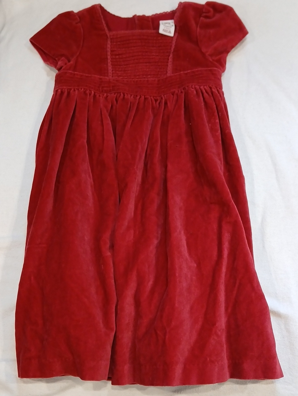 Vintage Baby GAP Red Velvet Smocked Bodice Girls' Dress, Layered Skirt